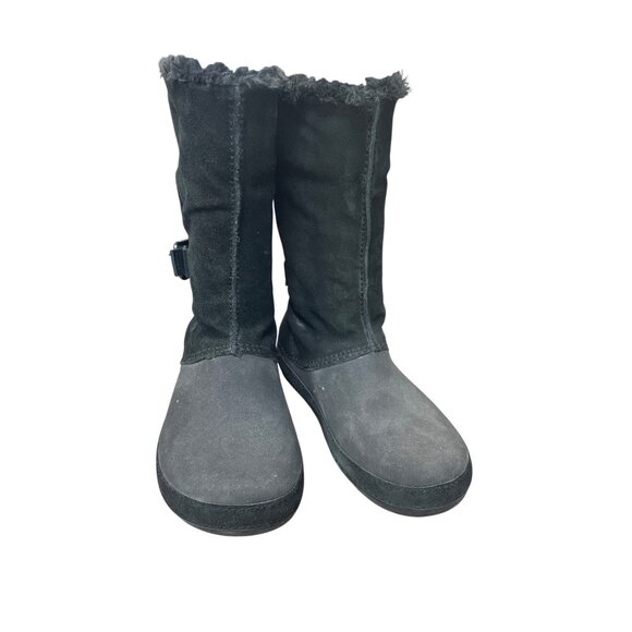 Crocs Faux Leather Fur Lined  Womans Black Mid Calf Winter boots Sz 8 SKU 9568 - Picture 11 of 16